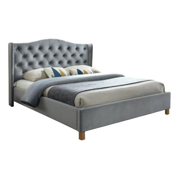 Двуспальная кровать Aspen Velvet 160X200 Серый / Дуб ASPENV160SZD Signal
