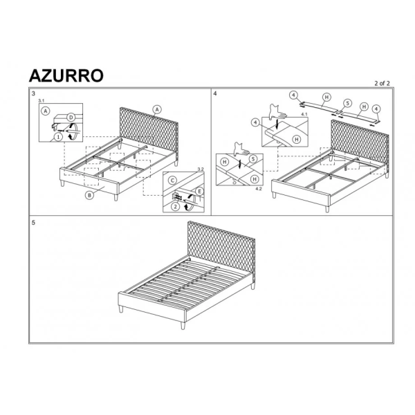 Двуспальная кровать Azurro Velvet 160X200 Серый AZURROV160SZD Signal