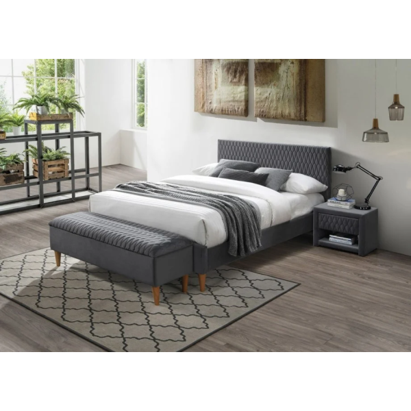 Двуспальная кровать Azurro Velvet 160X200 Серый AZURROV160SZD Signal