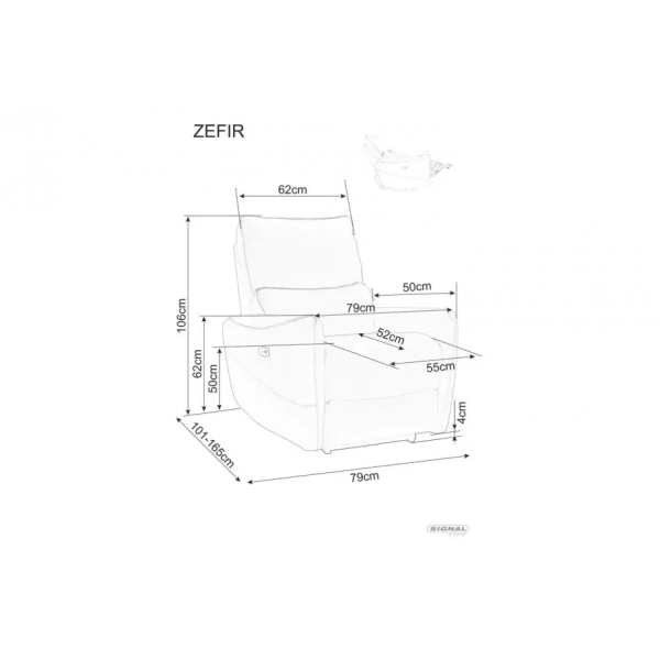 Раскладное кресло ZEFIR Кожаная синтетика TAP.210 ZEFIRSSSZ Signal