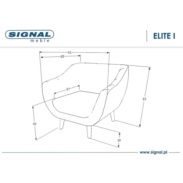 Кресло ELITE 1 VELVET C Беж BLUVEL 40 / венге ELITE1V40CBE Signal