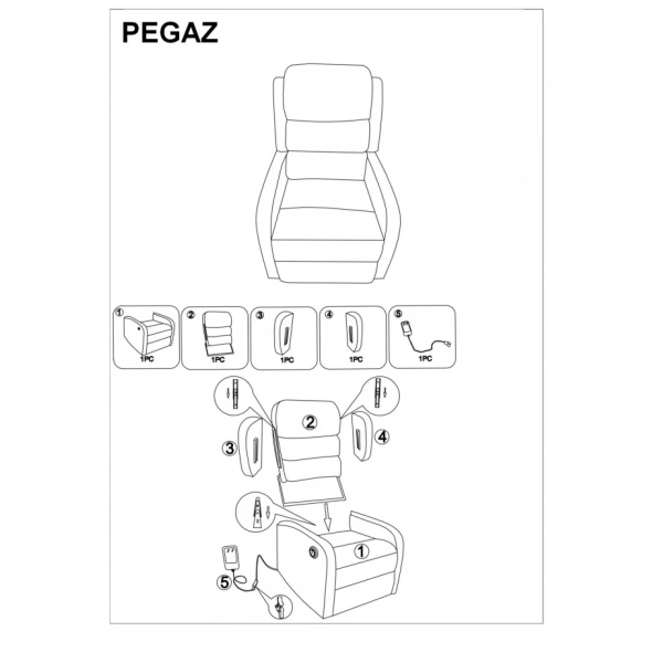 Кресло раскладное PEGAZ VELVET серый BLUVEL 14 (функция массажа) PEGAZMVSZ Signal
