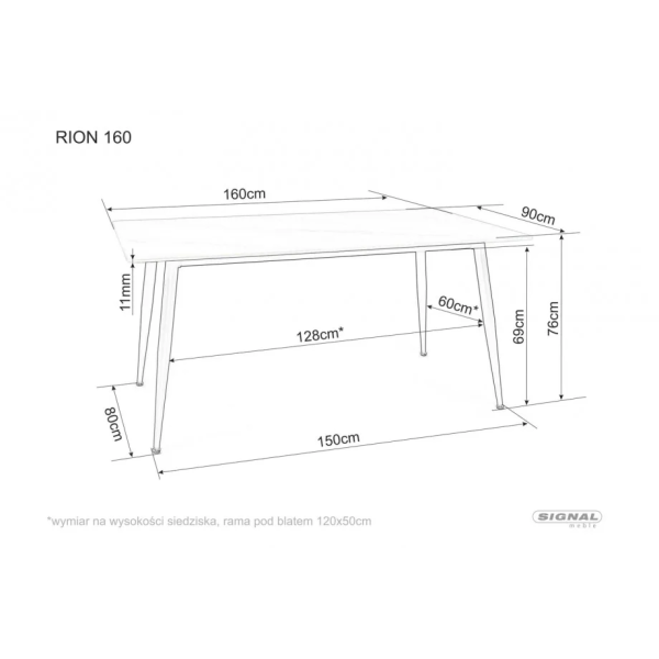 Обеденный стол RION 130*70 белый/черный каркас RIONBC130 Signal