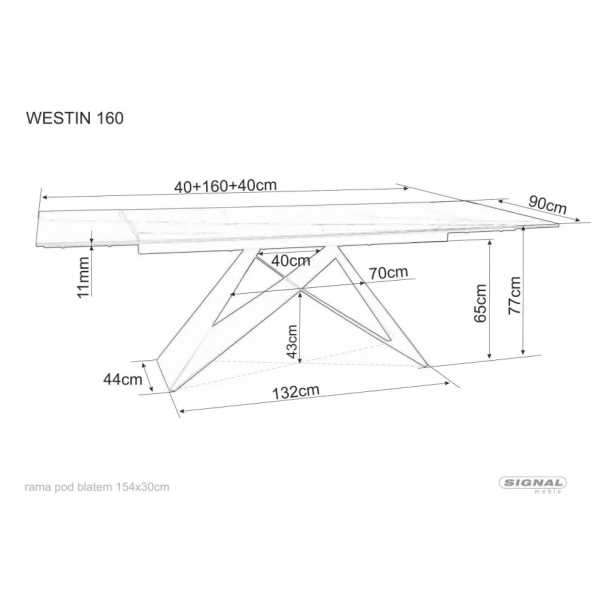 Стол обеденный раскладной WESTIN CERAMIC 160(240)*90 коричневый эффект дерева/черный мат WESTINBRC160 Signal