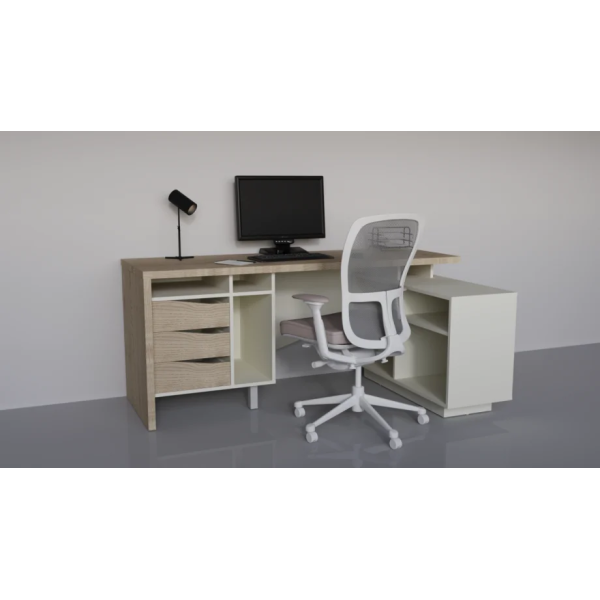 Письменный стол CONNECT 2 R SK 180×78 см. Стоун беж Intarsio