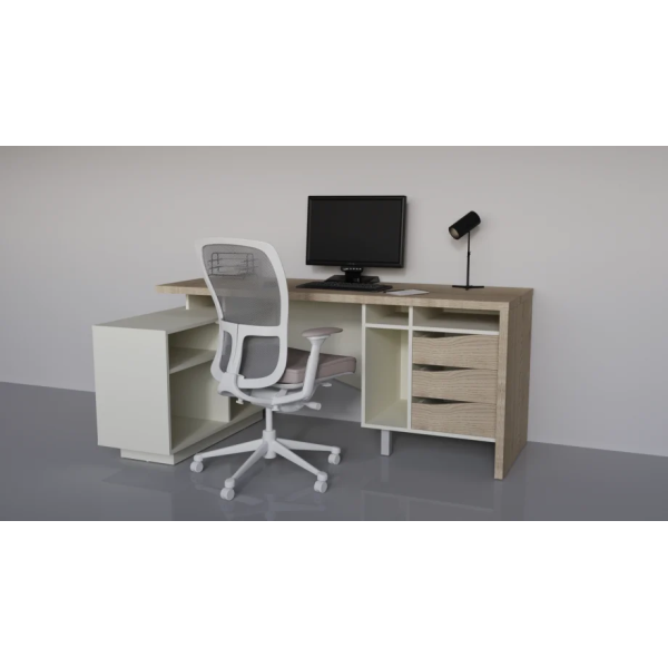 Письменный стол CONNECT 2 L SK 180×78 см. Стоун беж Intarsio