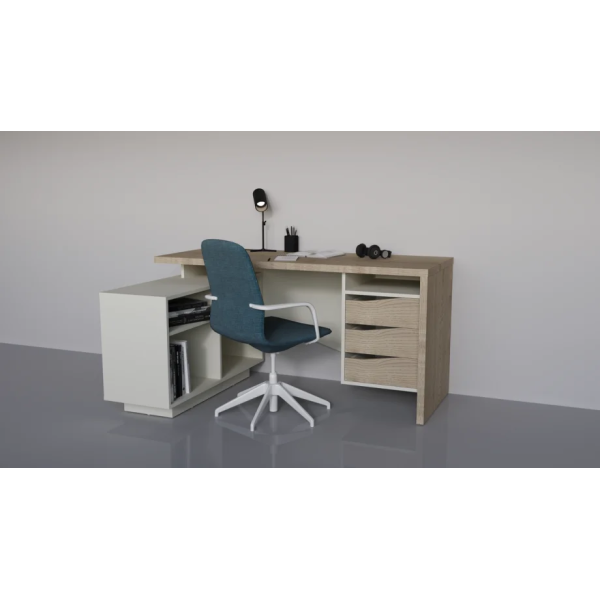 Письменный стол CONNECT 3 L SK 157×78 см. Дуб кремона котта / Стоун беж Intarsio