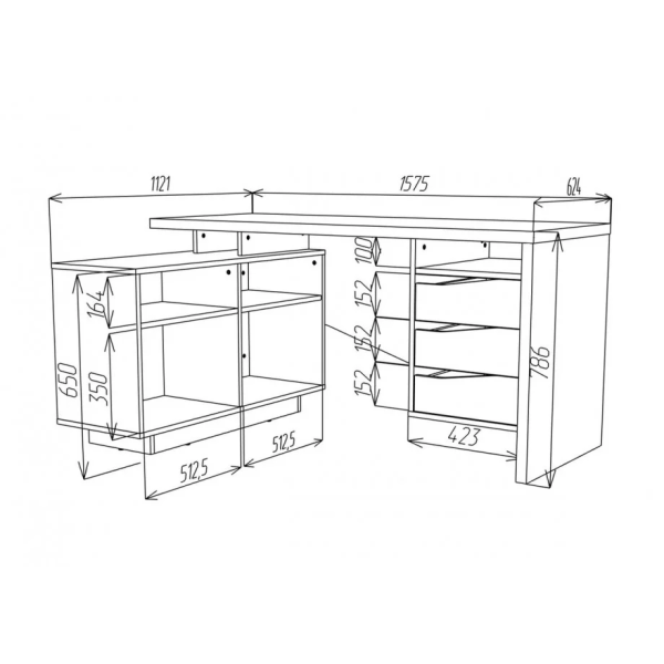 Письменный стол CONNECT 3 L SK 157×78 см. Дуб кремона котта / Стоун беж Intarsio