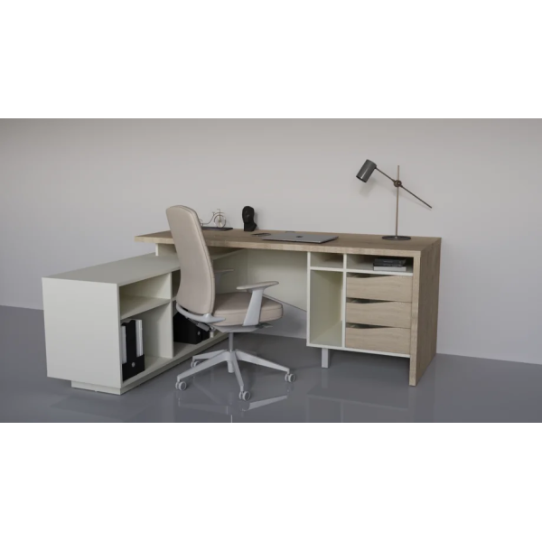 Письменный стол CONNECT 1 L SK 190×78 см. Стоун беж Intarsio