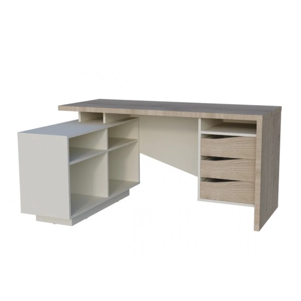 Письменный стол CONNECT 3 L SK 157×78 см. Дуб кремона котта / Стоун беж Intarsio