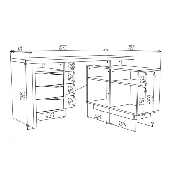 Письменный стол CONNECT 3 R SK 157×78 см. Дуб кремона котта / Стоун беж Intarsio