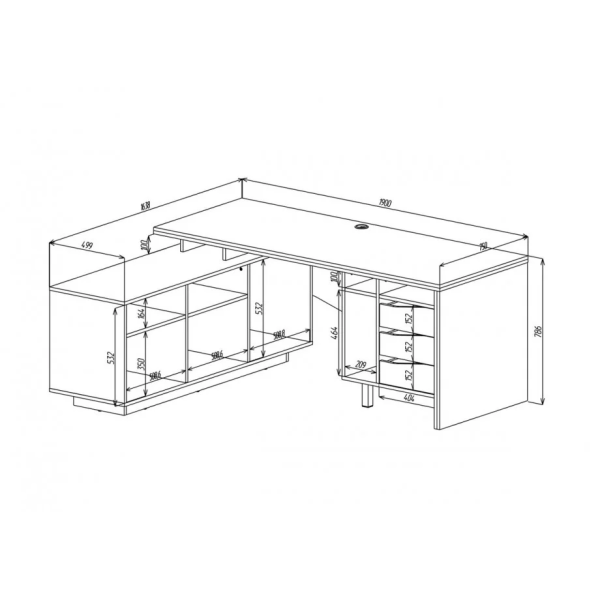 Письменный стол CONNECT 1 L SK 190×78 см. Стоун беж Intarsio