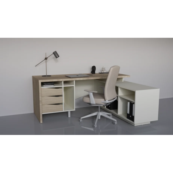 Письменный стол CONNECT 1 R SK 190×78 см. Стоун беж Intarsio