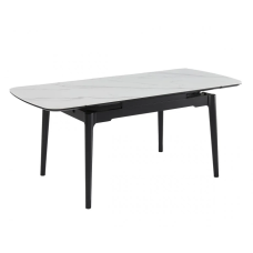 Стол DUBLIN CERAMIC 120(180)*80 белый мат/черный каркас Intarsio