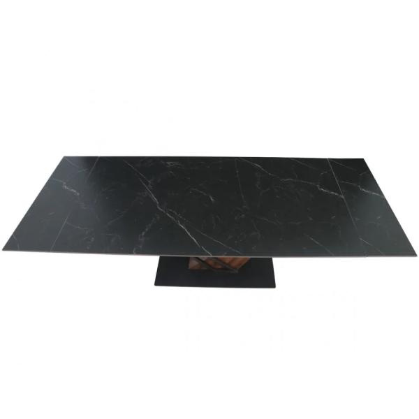 Стол FERNANDO CERAMIC 180(240)*90 черный мат/темный орех Intarsio