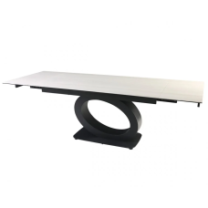 Стол OVIDIO CERAMIC 160(240)*90 белый дуб/черный каркас Intarsio