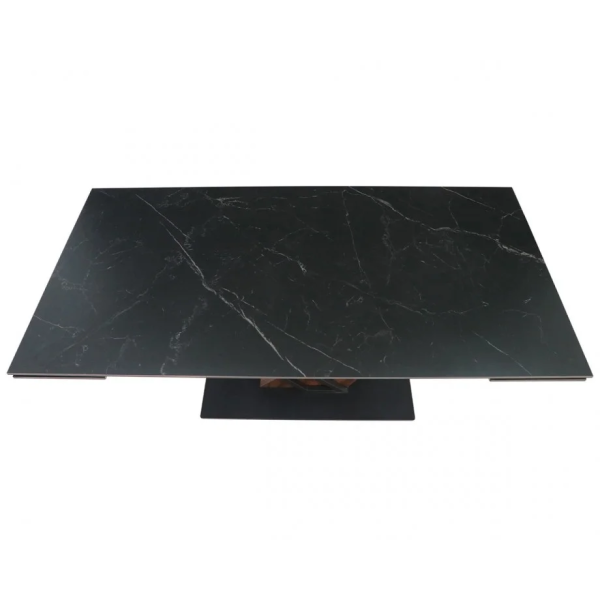 Стол FERNANDO CERAMIC 180(240)*90 черный мат/темный орех Intarsio