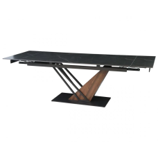 Стол FERNANDO CERAMIC 180(240)*90 черный мат/темный орех Intarsio