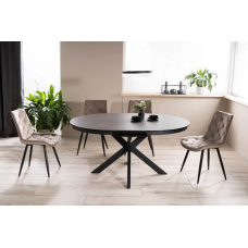 Стол обеденный раскладной PORTO CERAMIC 120(160)*120 тем.серый эффект мармур/черный мат PORTOCC120 Signal