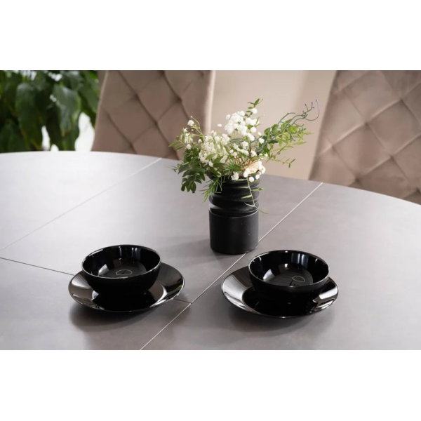 Стол обеденный раскладной PORTO CERAMIC 120(160)*120 тем.серый эффект мрамора/черный мат PORTOCC120 Signal