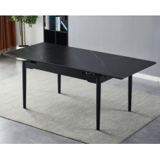 Стол обеденный раскладной BONN II CERAMIC 140(200)*90 черный мат/черный каркас Intarsio