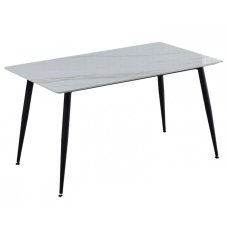Стол обеденный KING CERAMIC 140*80 белый глянец/черный мат Intarsio