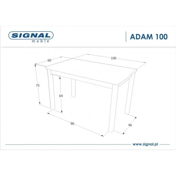 Обеденный стол Adam 100x60 Дуб ADAMDB100 Signal