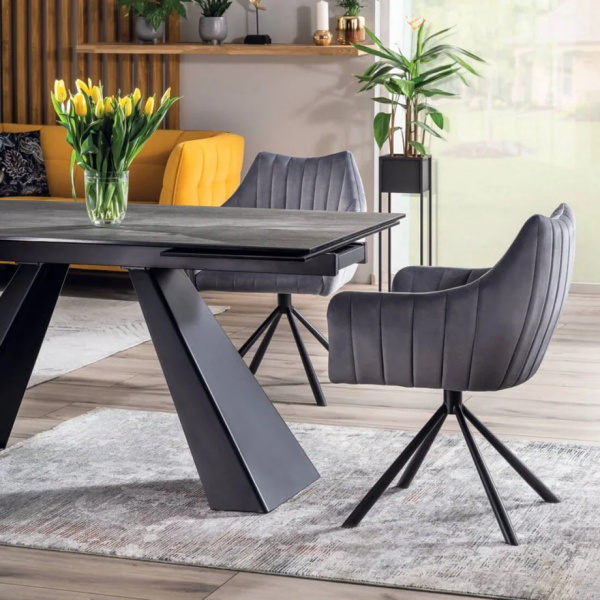 Стол обеденный SALVADORE CERAMIC II 120(180)X80 Серый / Черный мат SALVADORECII120 Signal