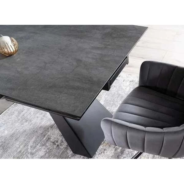 Стол обеденный SALVADORE CERAMIC II 120(180)X80 Серый / Черный мат SALVADORECII120 Signal