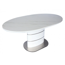Стол обеденный раскладной SANREMO CERAMIC белый эффект мрамора / белый глянец 140(180)X80 Intarsio