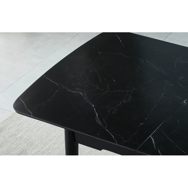 Стол обеденный раскладной BERLIN CERAMIC 140(180)*80 черный мат керамика/черный каркас Intarsio