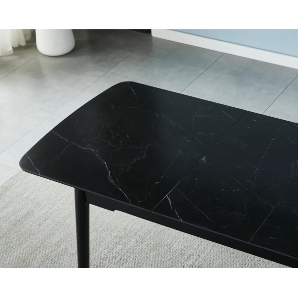 Стол обеденный раскладной BERLIN CERAMIC 140(180)*80 черный мат керамика/черный каркас Intarsio