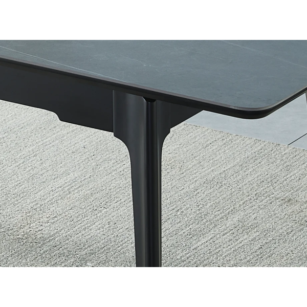 Стол обеденный раскладной BERLIN CERAMIC 140(180)*80 серый мат керамика/черный каркас Intarsio