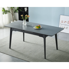 Стол обеденный раскладной BERLIN CERAMIC 140(180)*80 серый мат керамика/черный каркас Intarsio