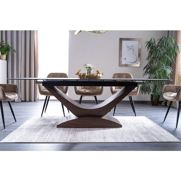 Стол обеденный раскладной DOLCE CERAMIC серый мрамор / орех 180(240)X95 DOLCESZOR180 Signal