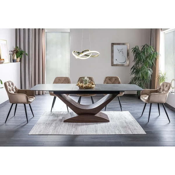 Стол обеденный раскладной DOLCE CERAMIC серый мрамор / орех 180(240)X95 DOLCESZOR180 Signal