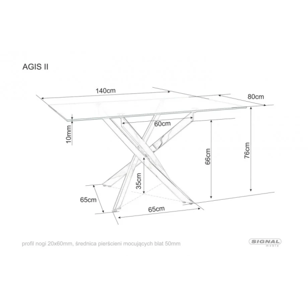 Стол обеденный AGIS II 140*80 прозрачный/хром AGISIICH140 Signal