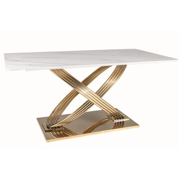 Стол обеденный HERMES Белый (эффект мрамора) / Золото 160X90 HERMESBZL160 Signal