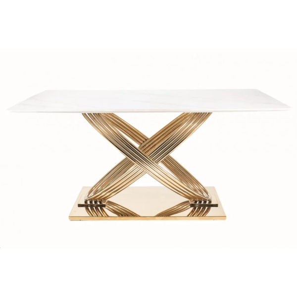 Стол обеденный HERMES Белый (эффект мрамора) / Золото 160X90 HERMESBZL160 Signal
