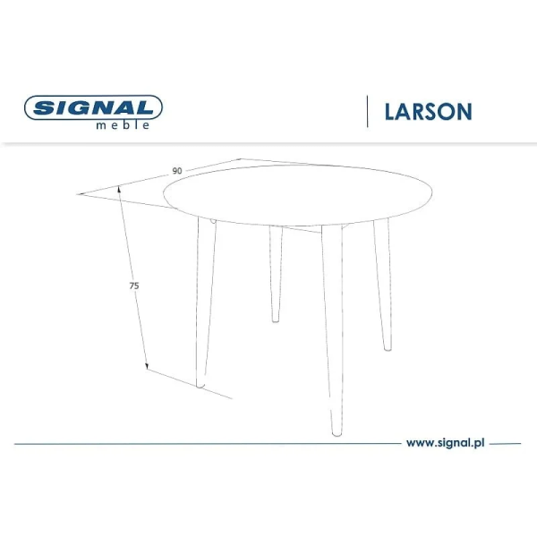 Стол обеденный Larson 75х90х90 Белый / Дуб беленый LARSONBDB90 Signal
