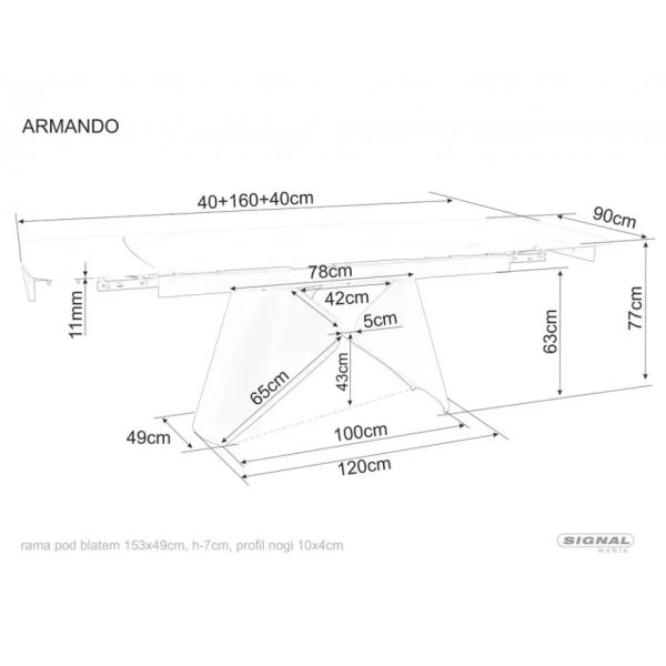 Стол обеденный раскладной ARMANDO 160(240)*90 белый / черный ARMANDOBC160 Signal