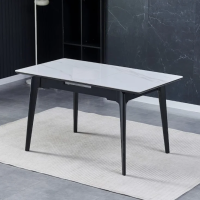 Стол обеденный раскладной BERLIN CERAMIC 111(140)*75 белый глянец / черный каркас Intarsio