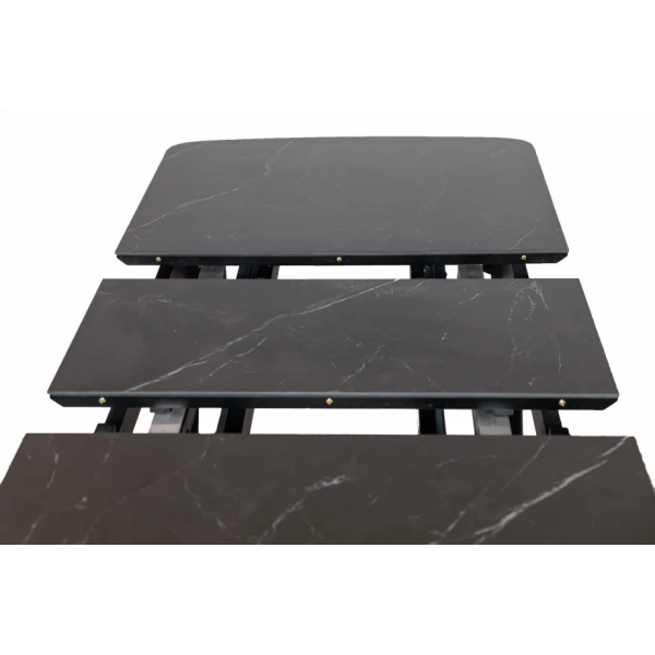 Стол обеденный раскладной BERLIN CERAMIC 140(180)*80 черный мат керамика/черный каркас Intarsio