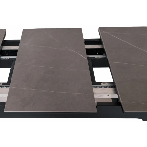 Стол обеденный раскладной BERLIN CERAMIC 140(180)*80 серый мат керамика/черный каркас Intarsio