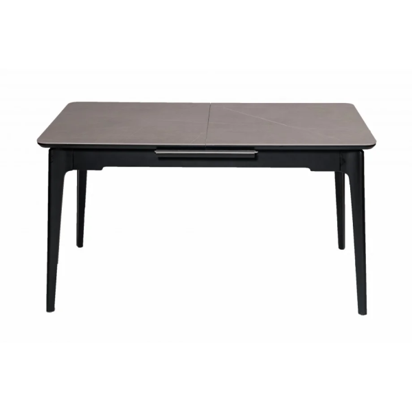 Стол обеденный раскладной BERLIN CERAMIC 140(180)*80 серый мат керамика/черный каркас Intarsio