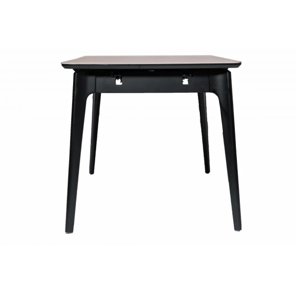 Стол обеденный раскладной BERLIN CERAMIC 140(180)*80 серый мат керамика/черный каркас Intarsio