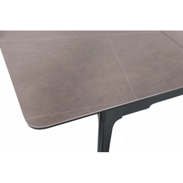 Стол обеденный раскладной BERLIN CERAMIC 140(180)*80 серый мат керамика/черный каркас Intarsio