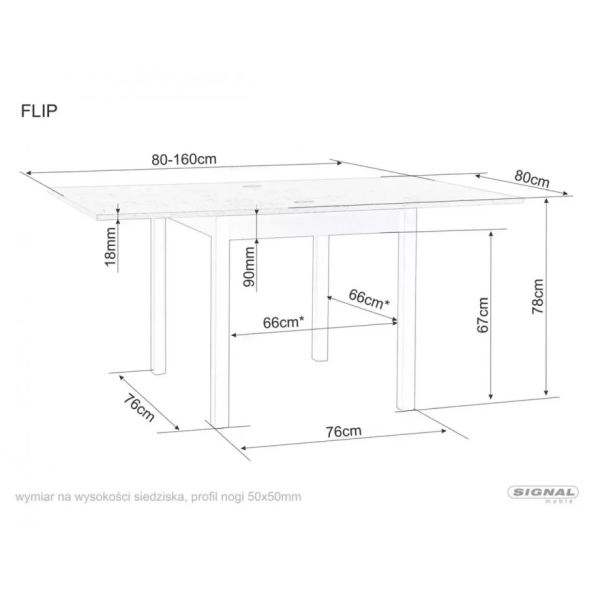 Стол обеденный раскладной FLIP 80(160)*80 дуб кремона торро / кашемир FLIPDCTKA80 Signal
