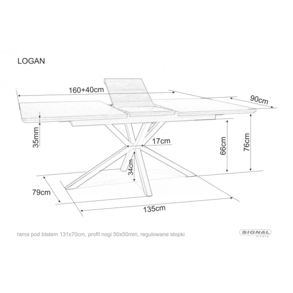 Стол обеденный раскладной LOGAN Орех / Черный 160(200)X90 LOGANORC160 Signal