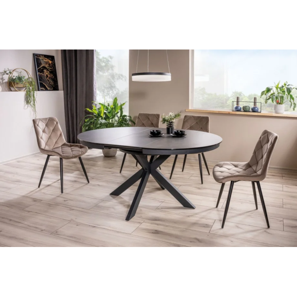 Стол обеденный раскладной PORTO CERAMIC 120(160)*120 тем.серый эффект мрамора/черный мат PORTOCC120 Signal